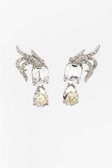 Vintage Oscar de la Renta Rhinestone Plume Gem Drop Earrings front @recess la