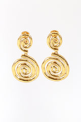 Vintage Oscar de la Renta Golden Spiral Drop Earrings front @recess la