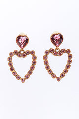 Oscar de la Renta Pink Crystal Heart Drop Earrings front @recess la