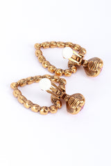 Oscar de la Renta Pink Crystal Heart Drop Earrings back clips open @recess la