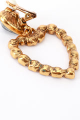 Oscar de la Renta Smoky Crystal Heart Drop Earrings patina wear @recess la