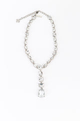 Vintage Oscar de la Renta Crystal Link Drop Pendant Necklace front @recess la