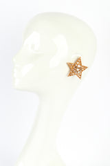 Vintage Oscar de la Renta Golden Shining Star Earrings on mannequin @recess la