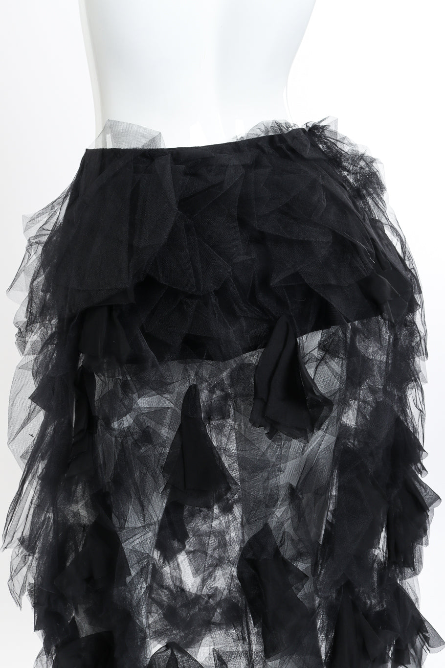 Salvatore Ferragamo Ruched Tulle Skirt back on mannequin closeup @recessla