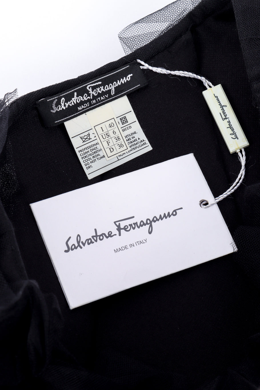 Salvatore Ferragamo Ruched Tulle Skirt signature label and tag @recessla
