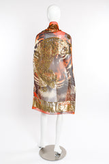 Vintage Gianfranco Ferre Silk Lamé Tiger Scarf full view on mannequin @recessla