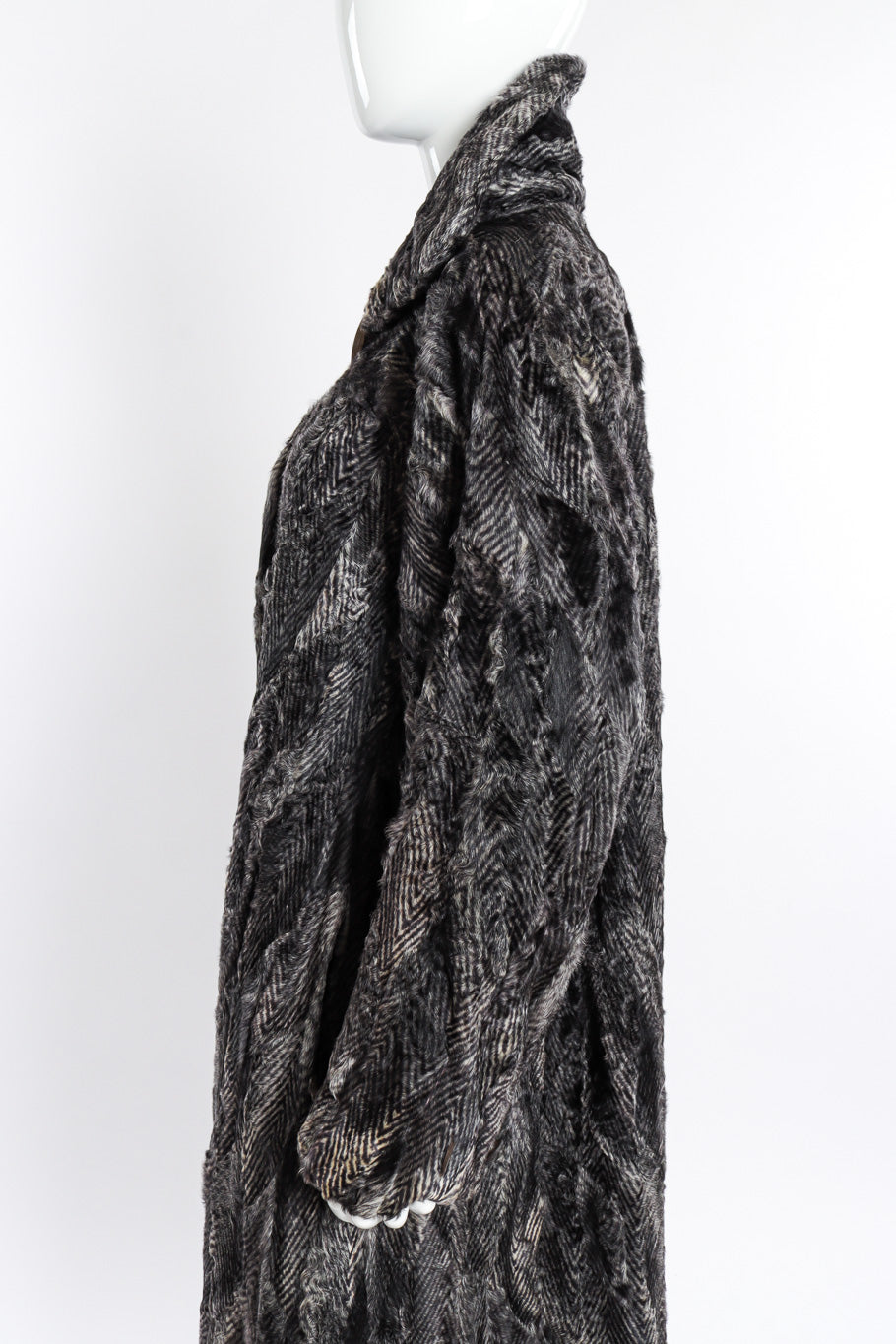 Vintage Fendi Lamb Fur Coat side on mannequin closeup @recessla