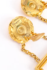 Vintage Salvatore Ferragamo Framed Heel Earrings label closeup @Recessla