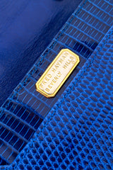 Fred Hayman Jeweled Jaguar Navy Lizard Clutch cartouche @RECESS LA