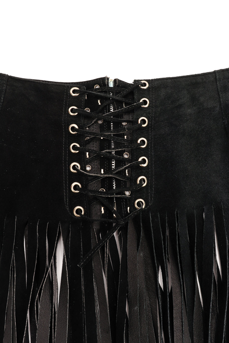leather fringe belt skirt by Free Art Studio corset side close @recessla