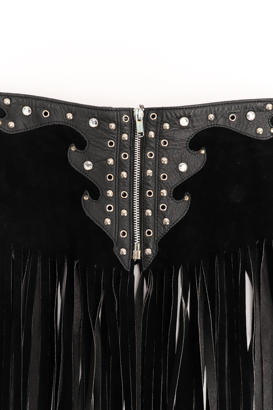 leather fringe belt skirt by Free Art Studio zipper close @recessla