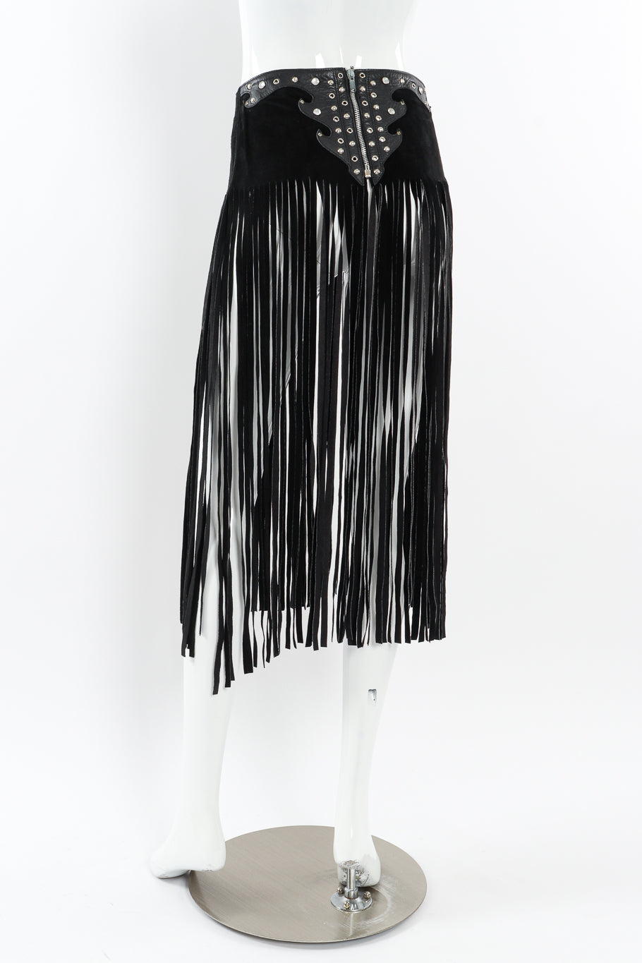 leather fringe belt skirt by Free Art Studio on mannequin back @recessla