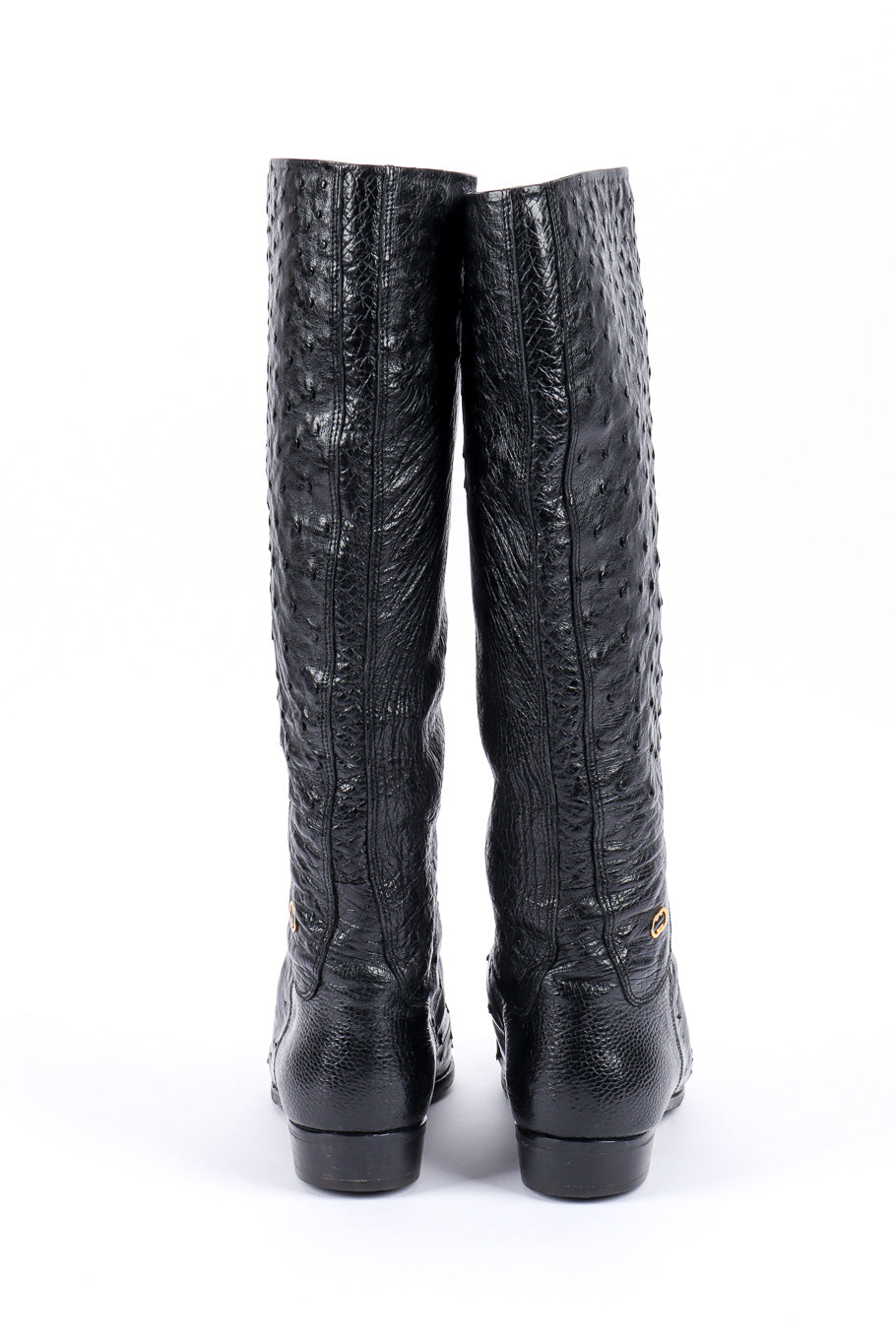 Vintage Gucci Black Ostrich Leather Riding Boot back view @recessla