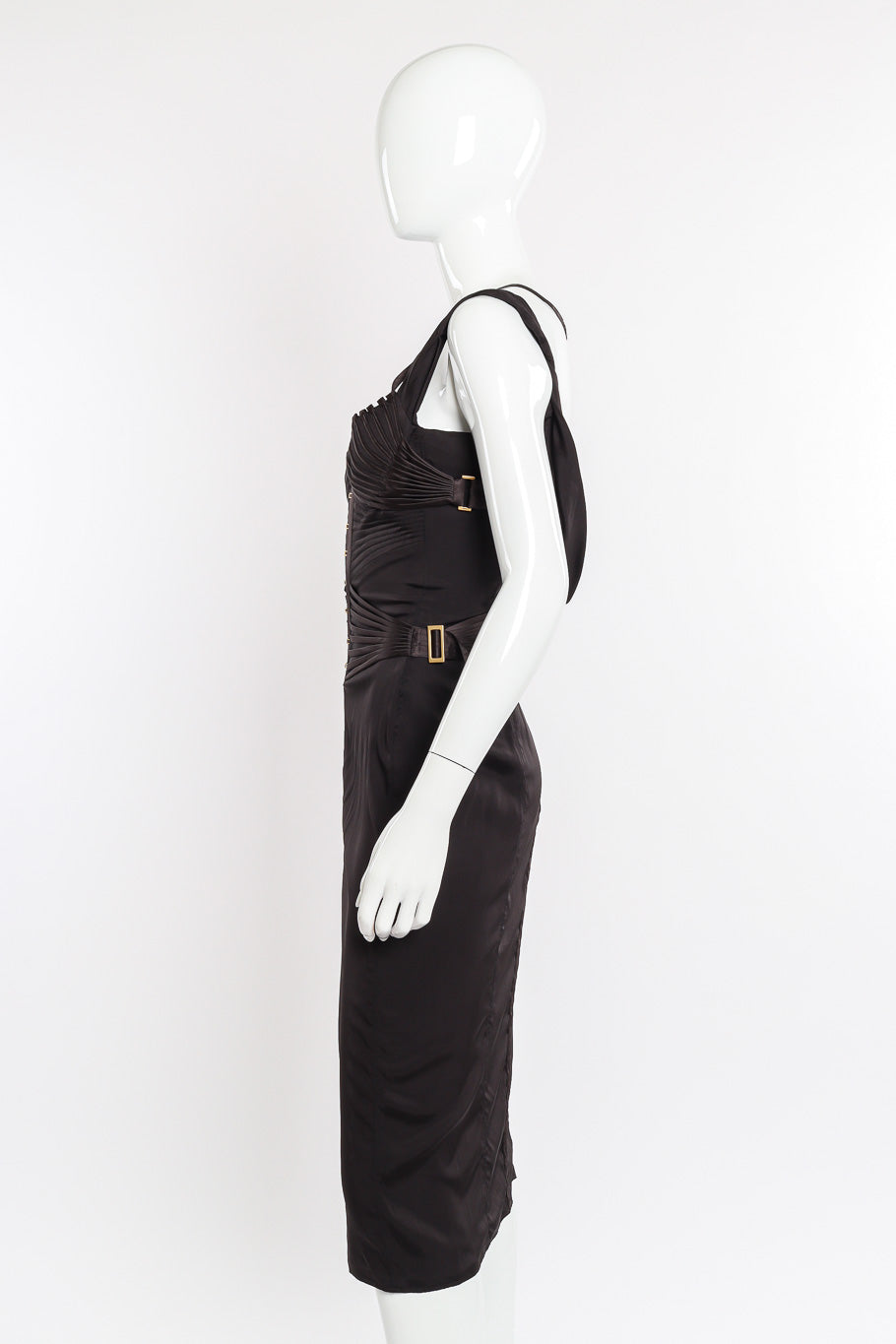 Gucci 2003 F/W Silk Corset Dress side view on mannequin @Recessla