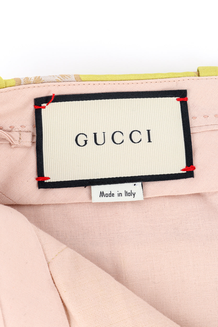 Gucci 2017 S/S Floral Brocade Bellbottoms signature label closeup @recess la
