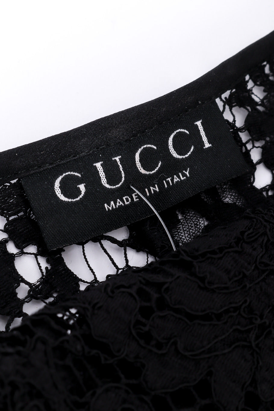 Vintage Gucci 1996 S/S Lace Mini Dress label closeup @Recessla