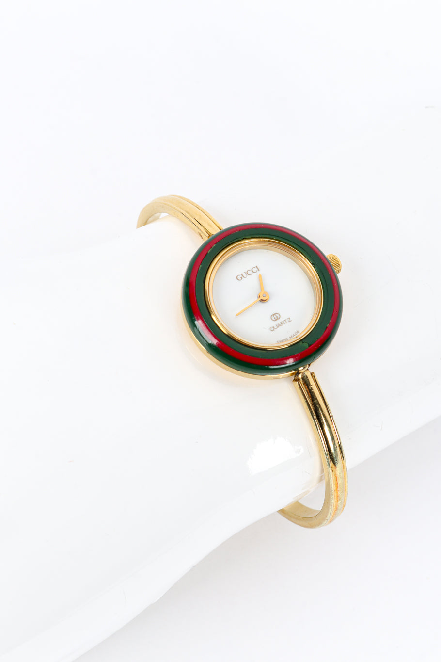 Vintage Gucci 10 Bezel Bracelet Watch Set on mannequin hand @recess la