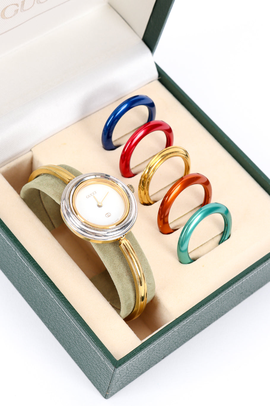 6 Bezel Bracelet Watch Boxed Set by Gucci set close @recessla