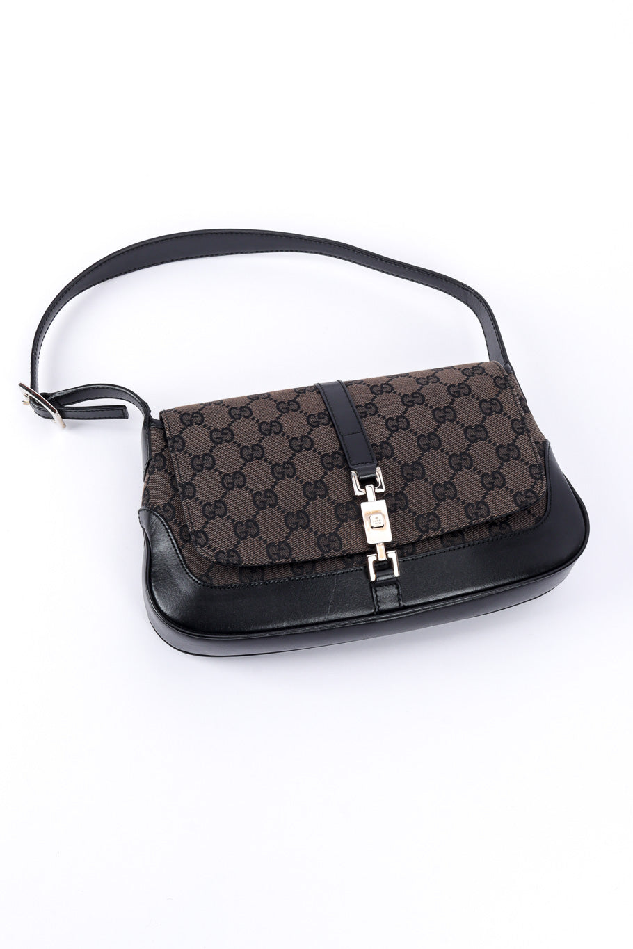Gucci Vintage Leather Flap Shoulder Bag Black