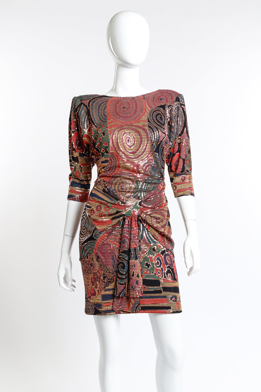 Vintage Janine Mosaic Keyhole Back Dress II front on mannequin @recess la