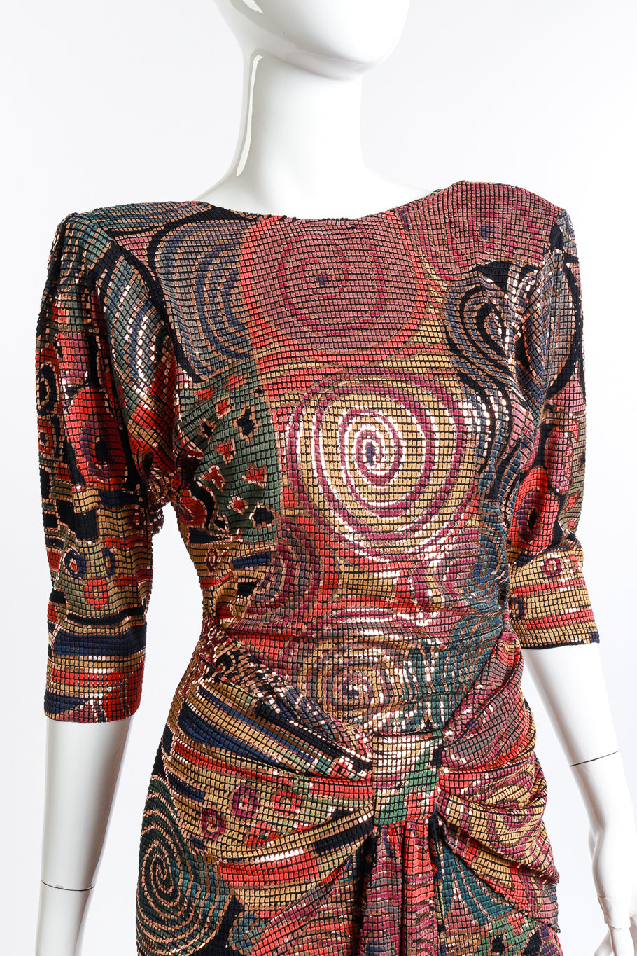 Vintage Janine Mosaic Keyhole Back Dress II front on mannequin closeup @recess la