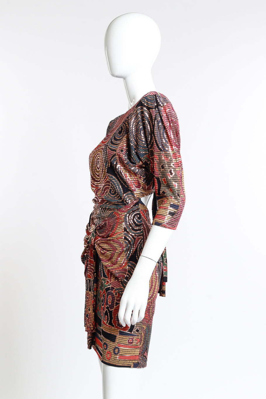 Vintage Janine Mosaic Keyhole Back Dress II side on mannequin @recess la
