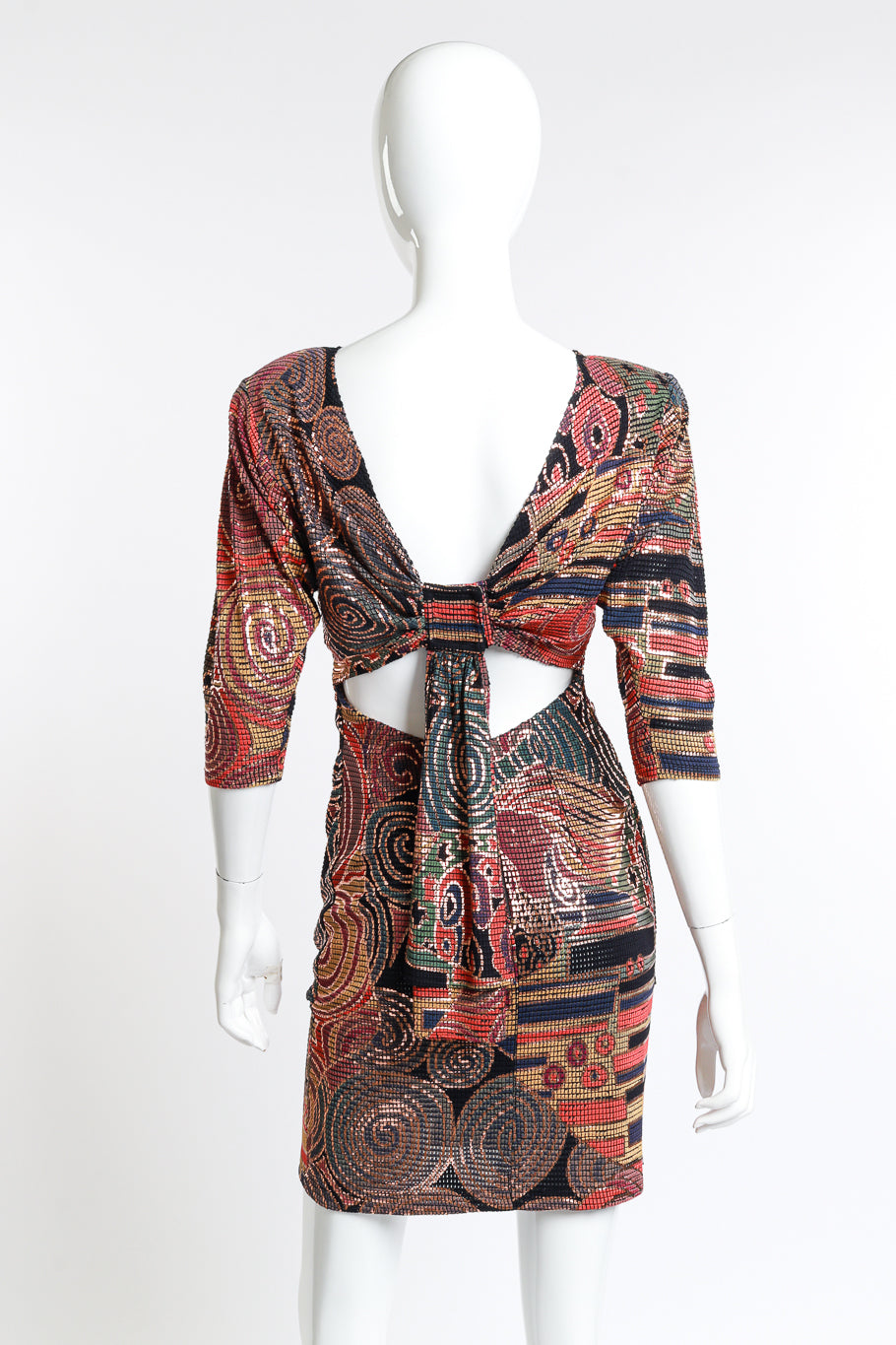 Vintage Janine Mosaic Keyhole Back Dress II back on mannequin @recess la