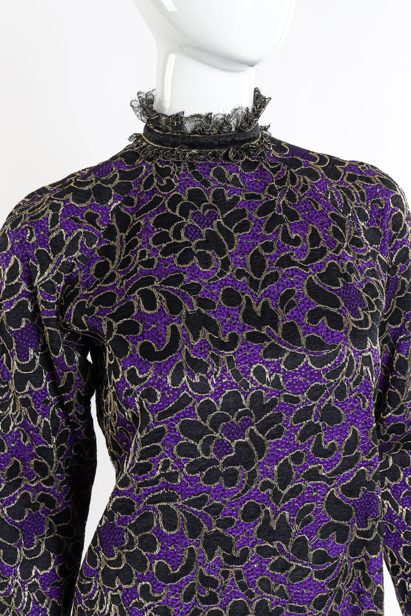 Vintage Geoffrey Beene Lace Silk Top front on mannequin closeup @recessla