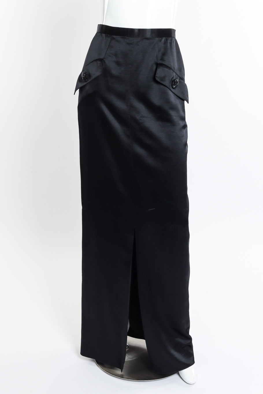 Vintage Geoffrey Beene Peplum Vest and Maxi Skirt Set skirt front on mannequin @recessla