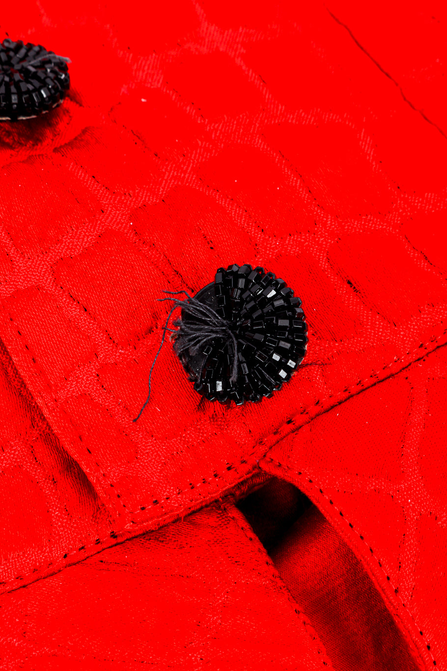Vintage Geoffrey Beene Peplum Vest and Maxi Skirt Set damaged button closeup @recessla 