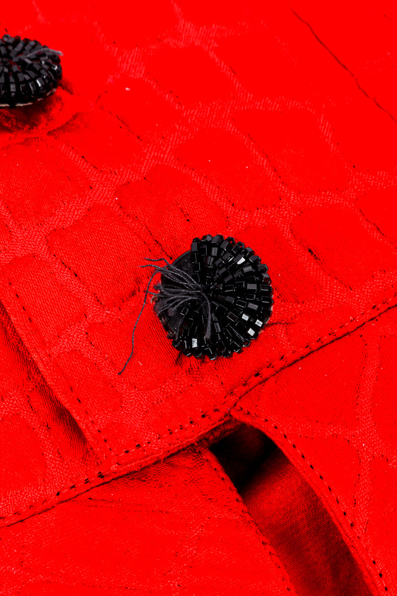 Vintage Geoffrey Beene Peplum Vest and Maxi Skirt Set damaged button closeup @recessla 