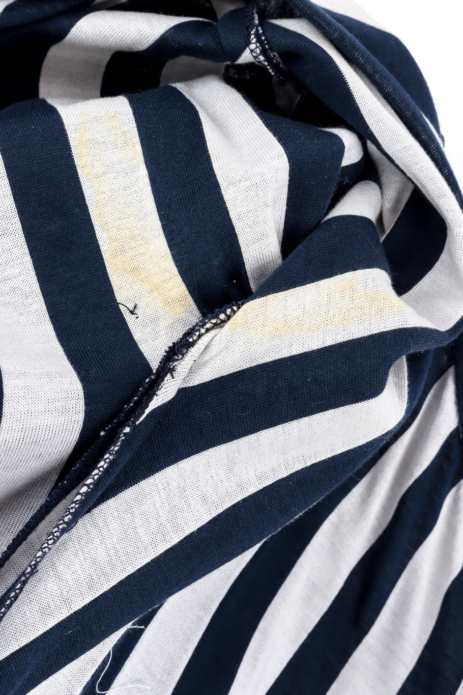 Vintage Geoffrey Beene Striped Jumpsuit stain near armpit closeup @Recessla