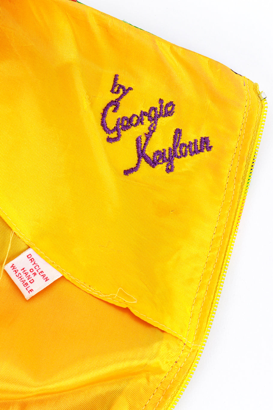 Vintage Georgie Keyloun Floral Chiffon Rhinestone Caftan embroidered signature @recess la