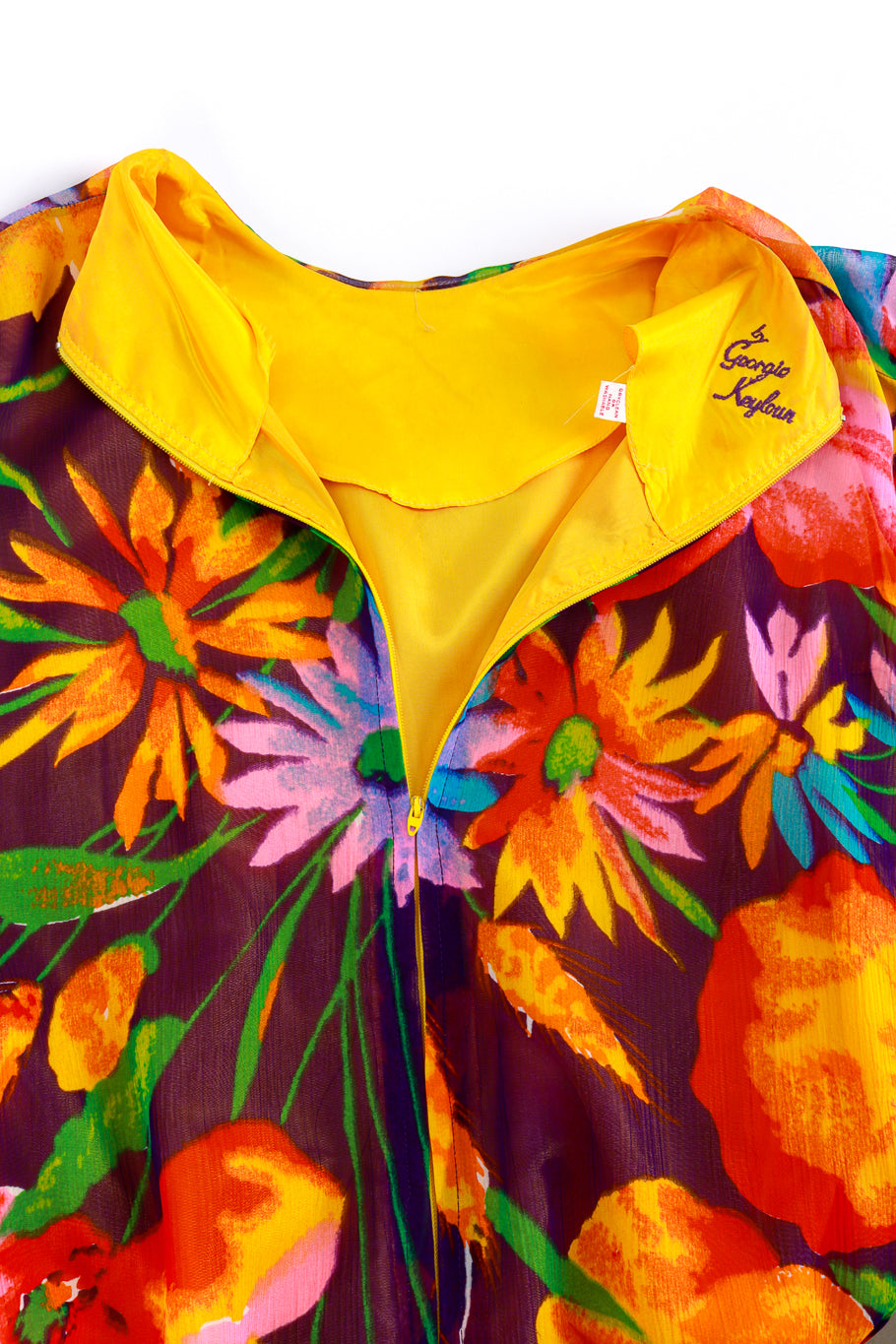 Vintage Georgie Keyloun Floral Chiffon Rhinestone Caftan back unzipped @recess la