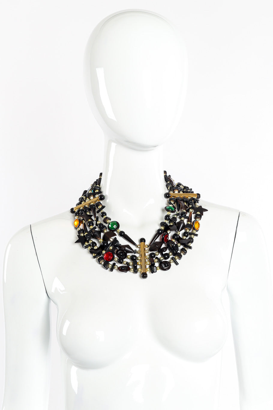 Vintage Gerda Lynggard 5 Strand Celestial Collar Necklace front view on mannequin @Recessla