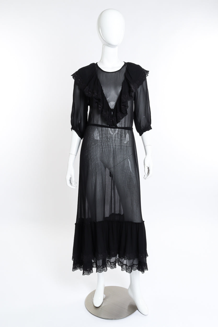 Vintage Ghost Lace Peasant Dress front on mannequin @recess la