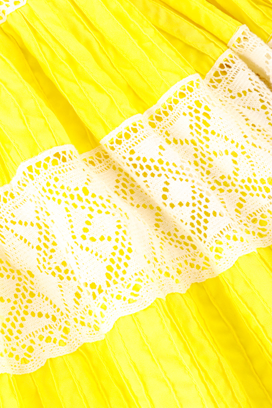 Vintage Girasol Mexican Pintuck Crochet Dress fabric closeup @recess la