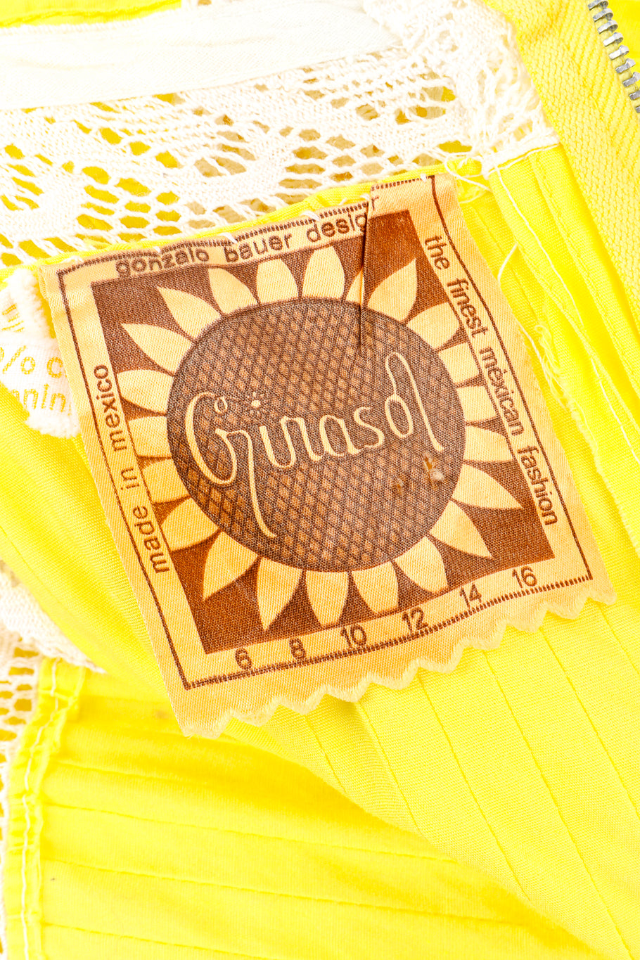 Vintage Girasol Mexican Pintuck Crochet Dress signature label @recess la