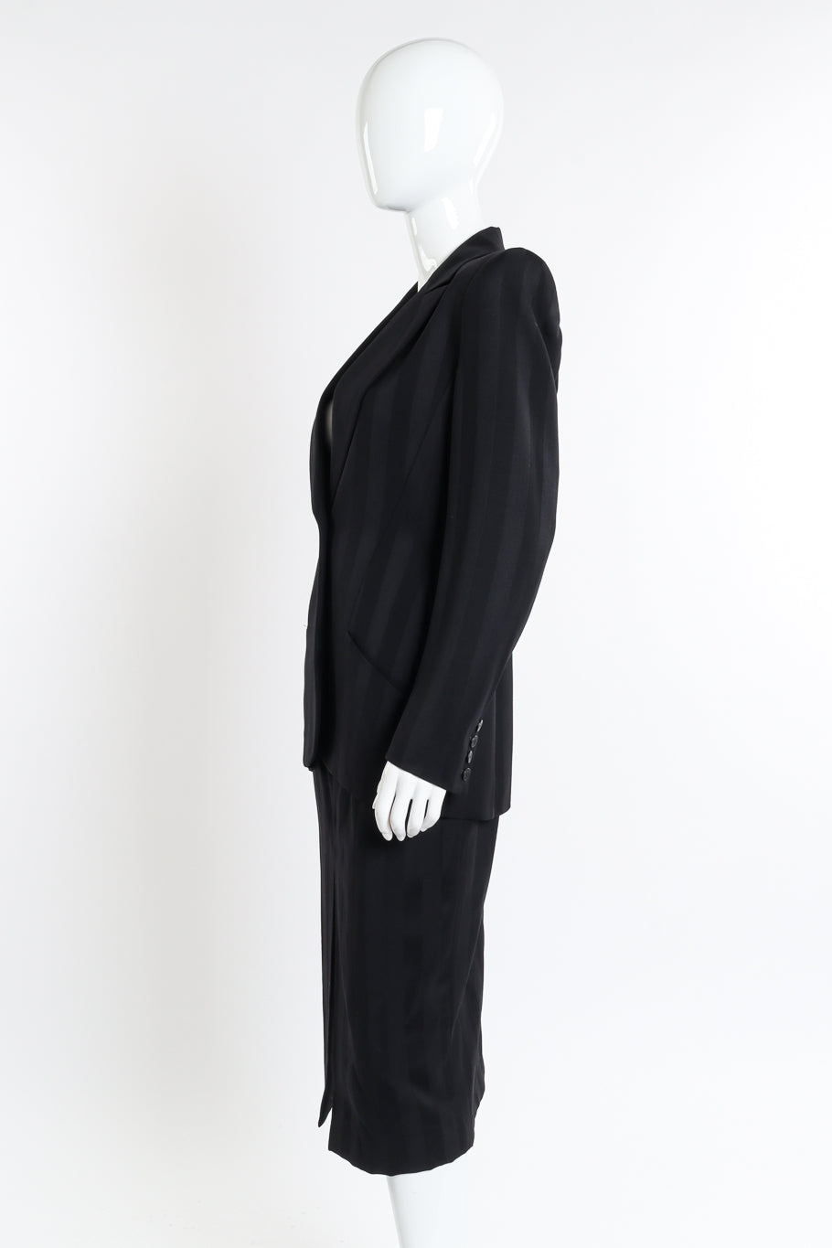 Vented Wool Stripe Blazer & Skirt Suit by Givenchy on mannequin side @recessla