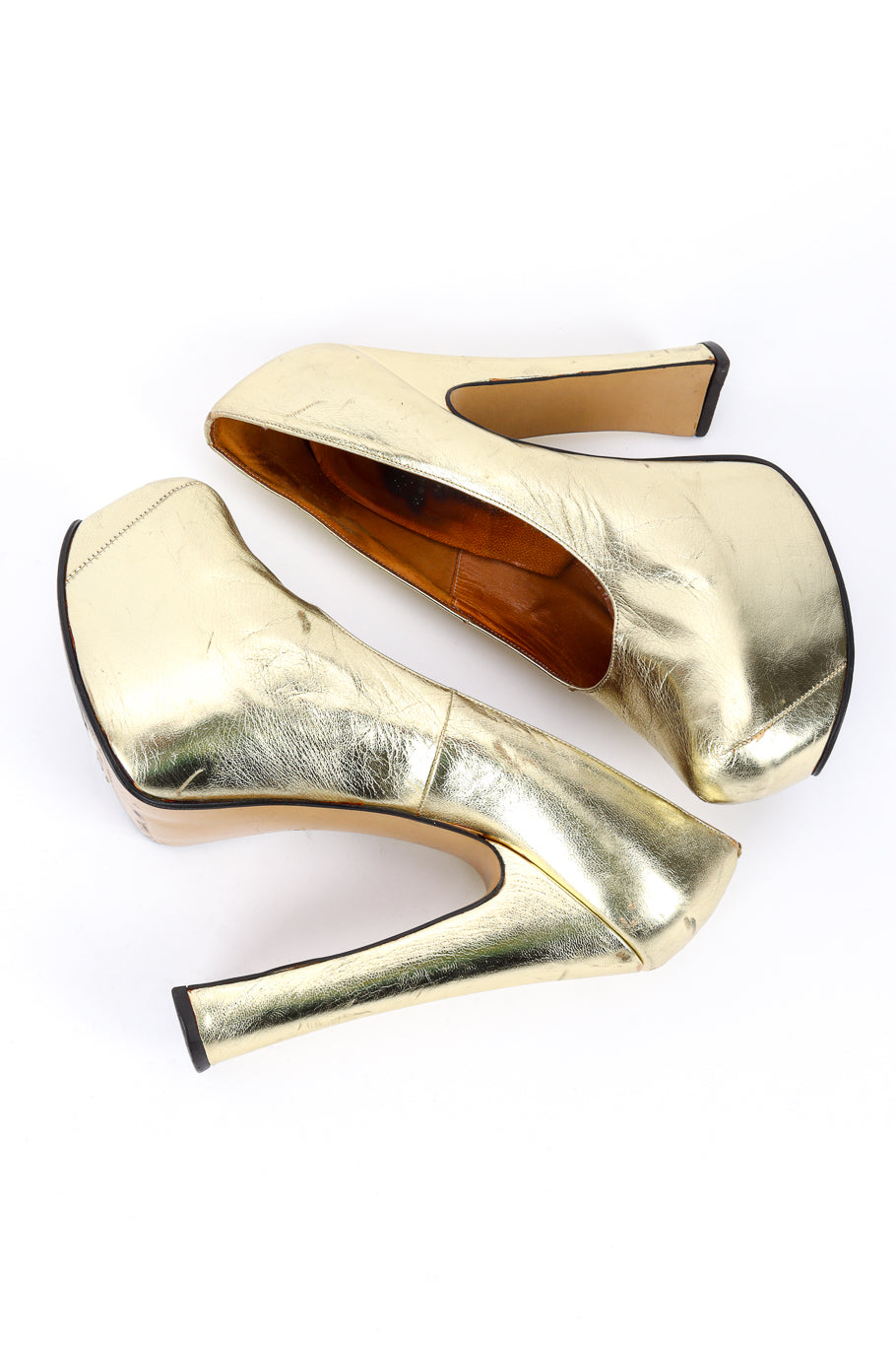 Vintage Vivienne Westwood 1993 F/W Metallic Gold Elevated Court Shoe lad flat @recessla