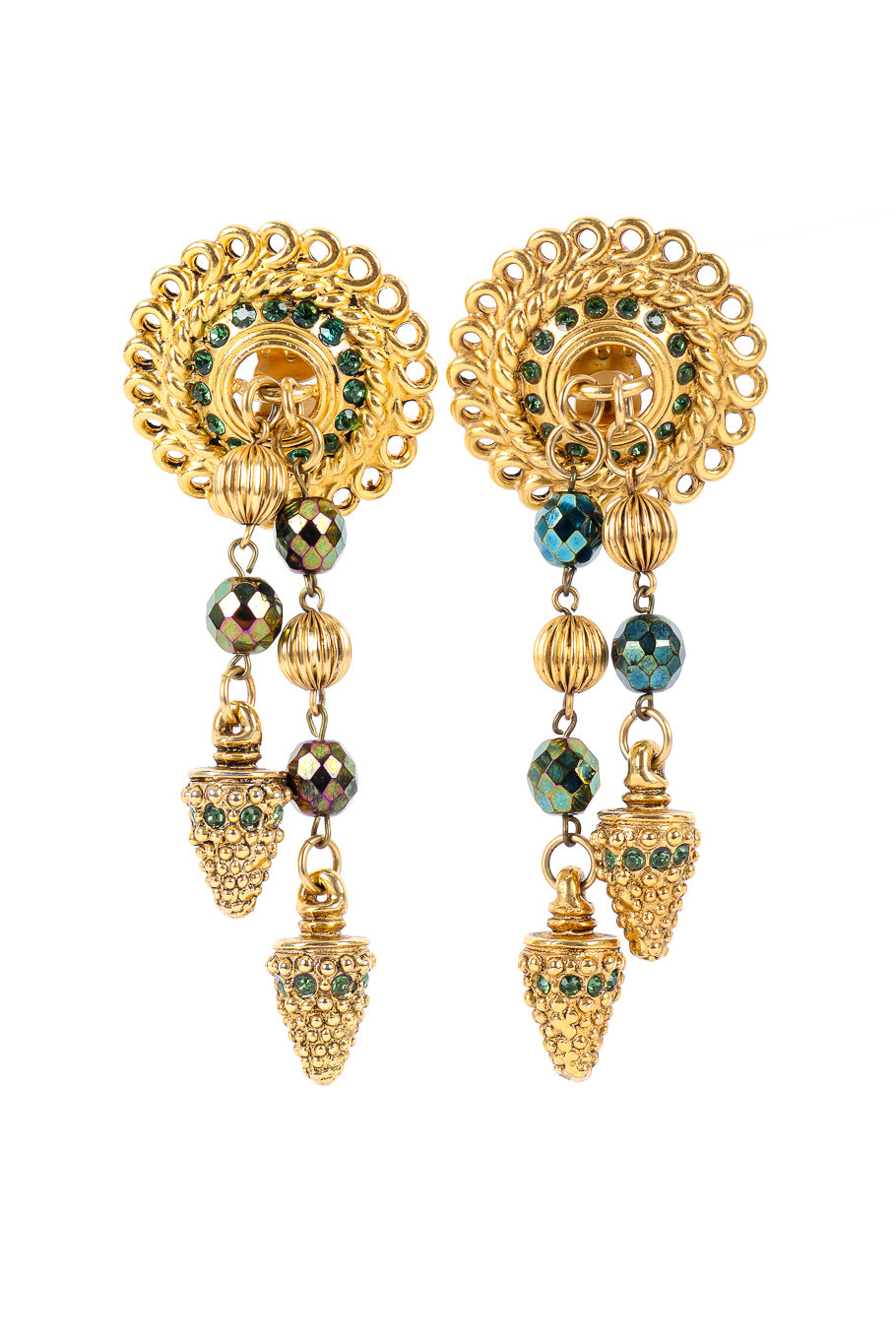Vintage Claire Deve Byzantine Charm Drop Earrings front view @Recessla