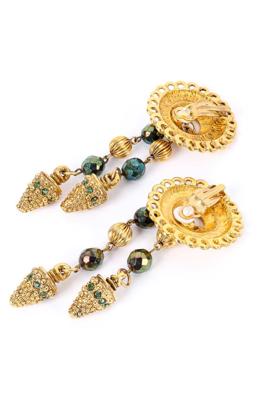 Vintage Claire Deve Byzantine Charm Drop Earrings back view @Recessla
