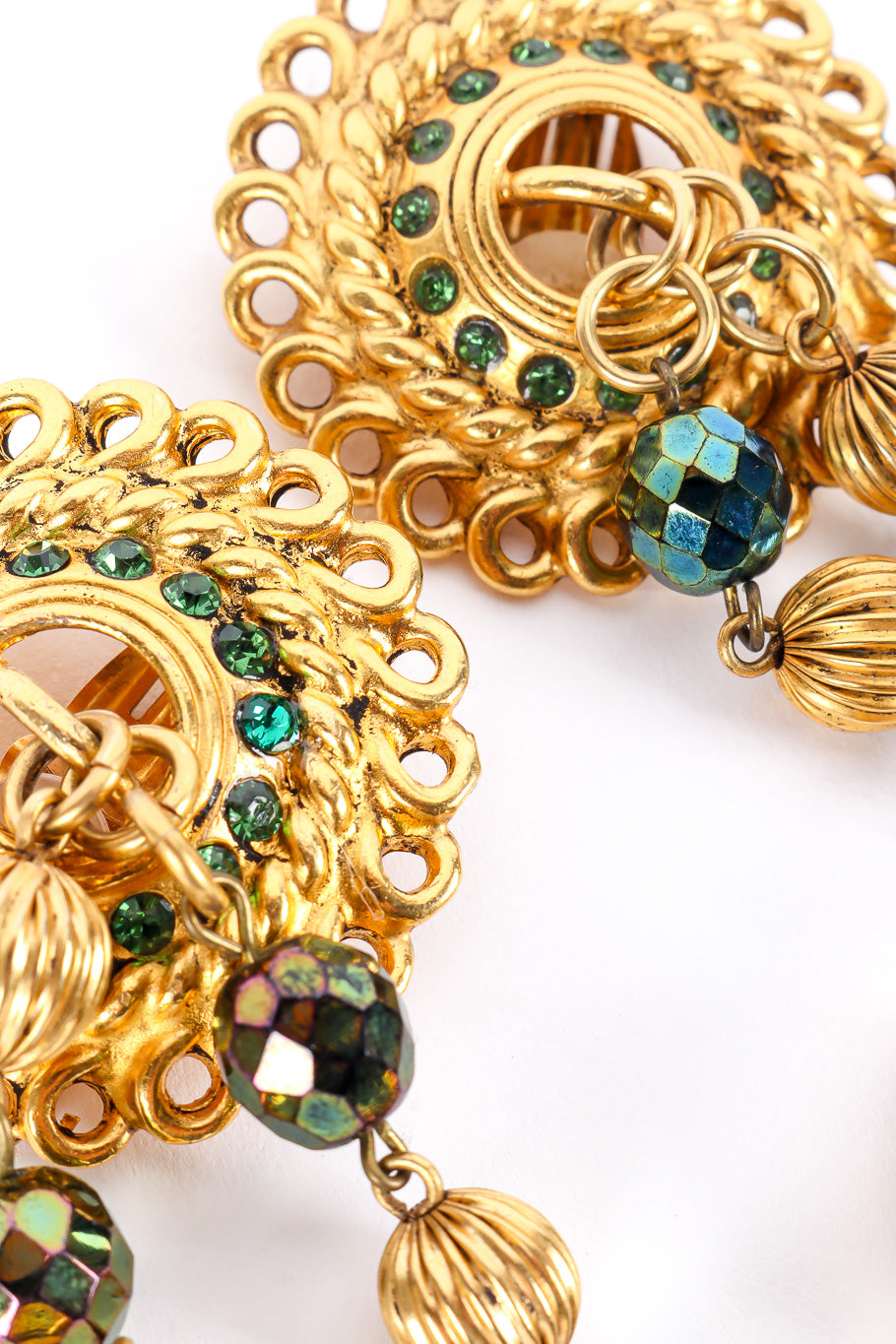 Vintage Claire Deve Byzantine Charm Drop Earrings top charm closeup @Recessla