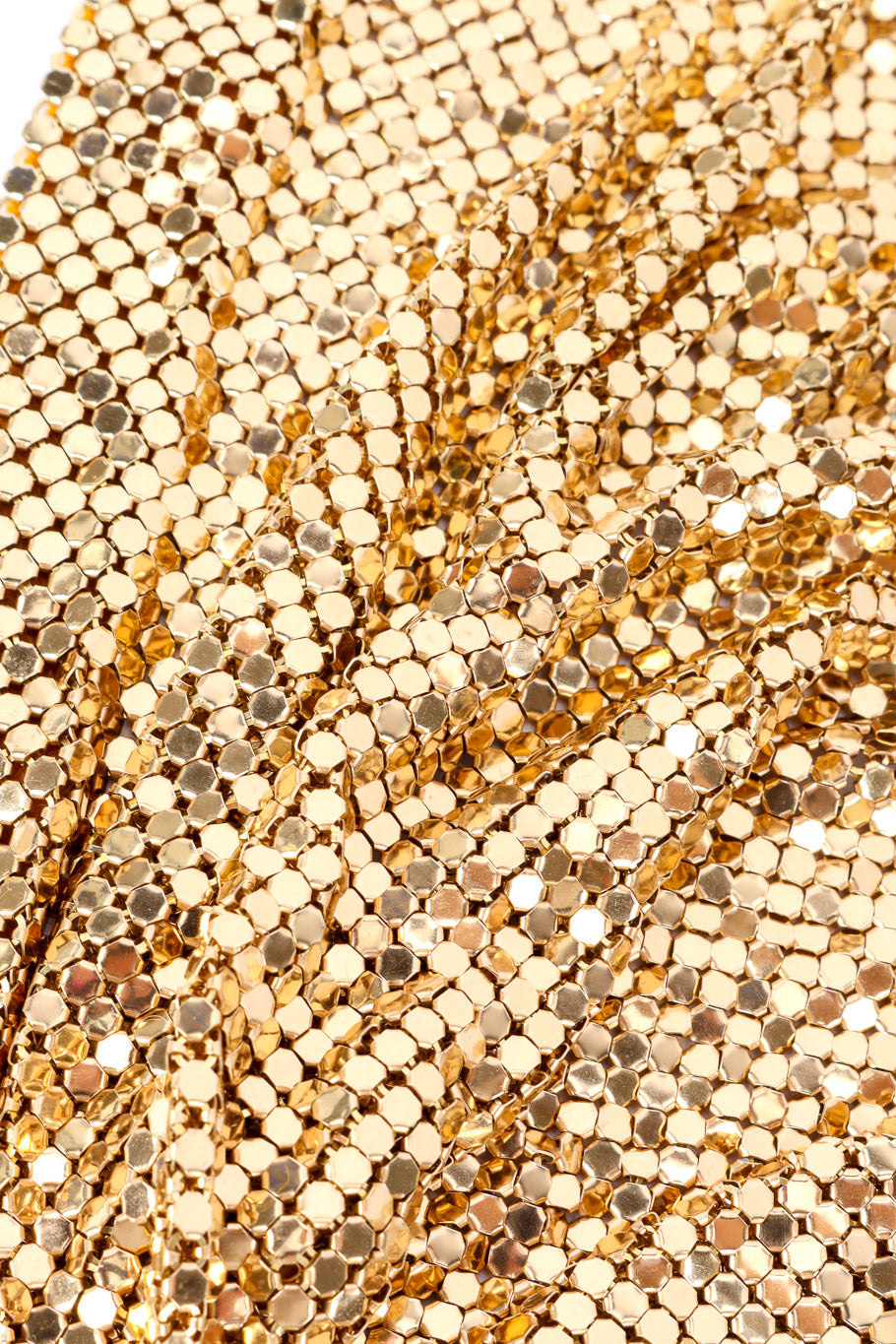 Vintage Whiting & Davis Gold Mesh Halter Top metal mesh closeup @Recessla