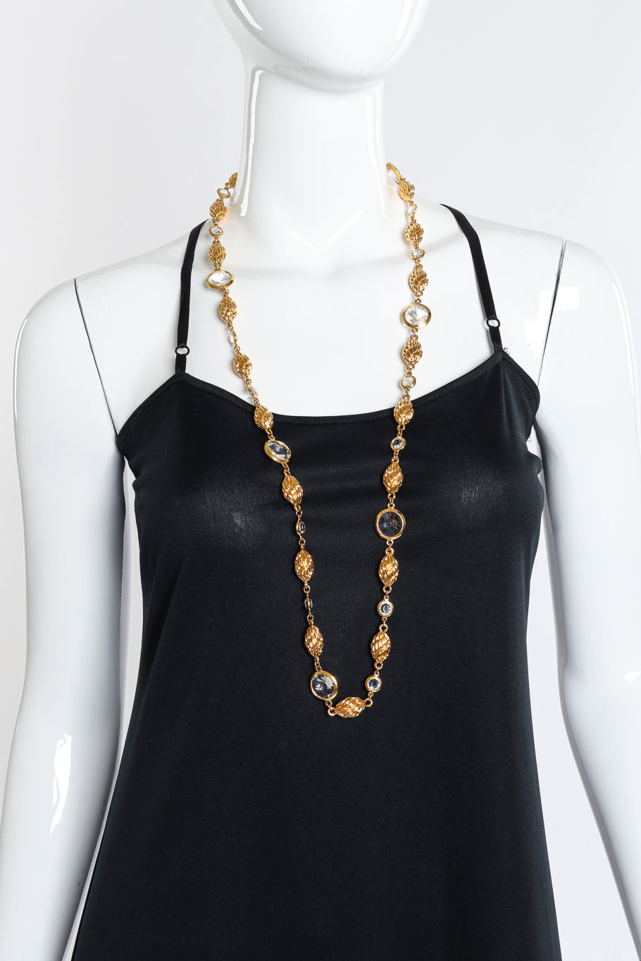 Vintage St. John Rivoli Crystal Link Necklace on mannequin @recess la