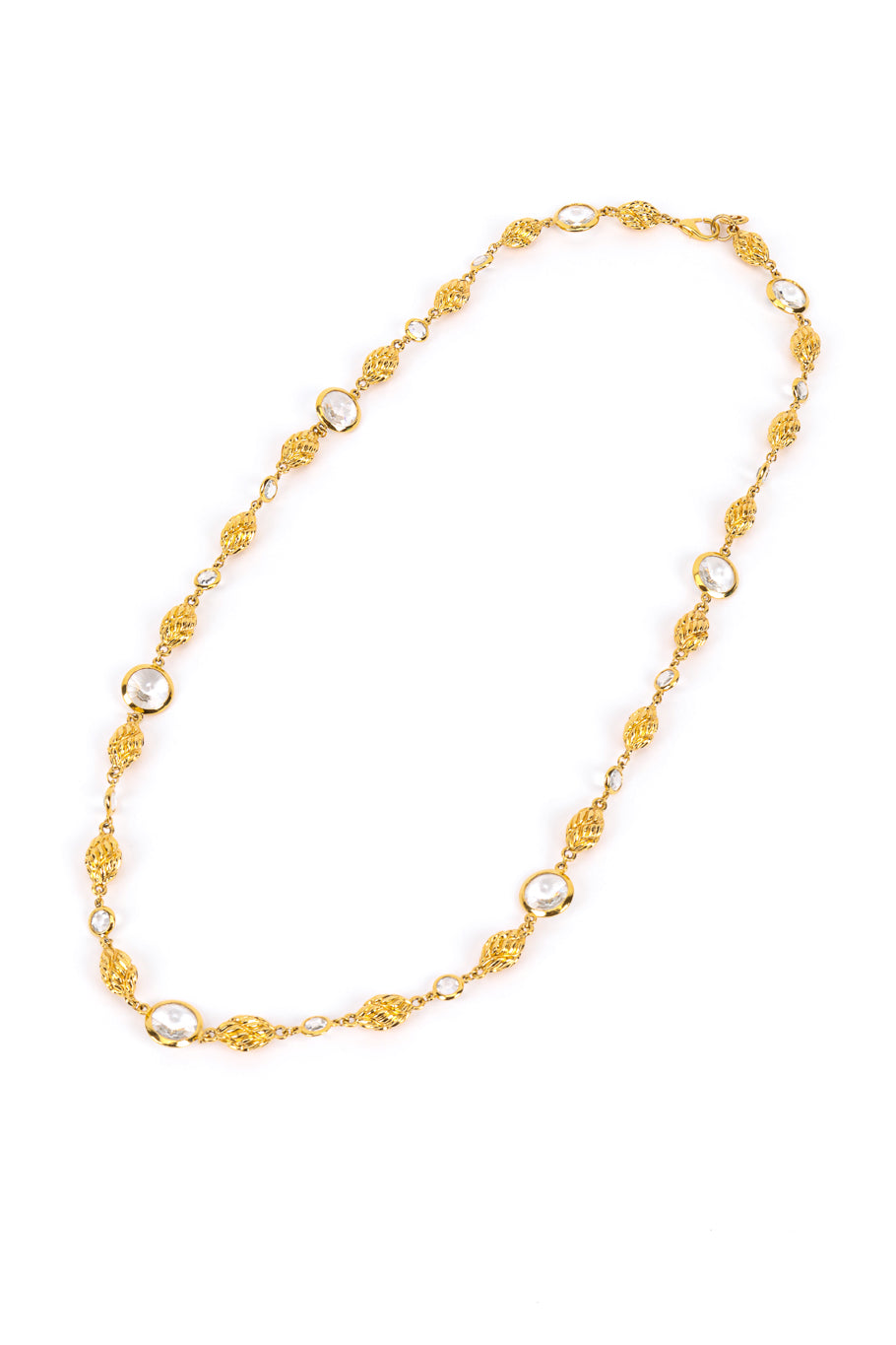 Vintage St. John Rivoli Crystal Link Necklace front @recess la