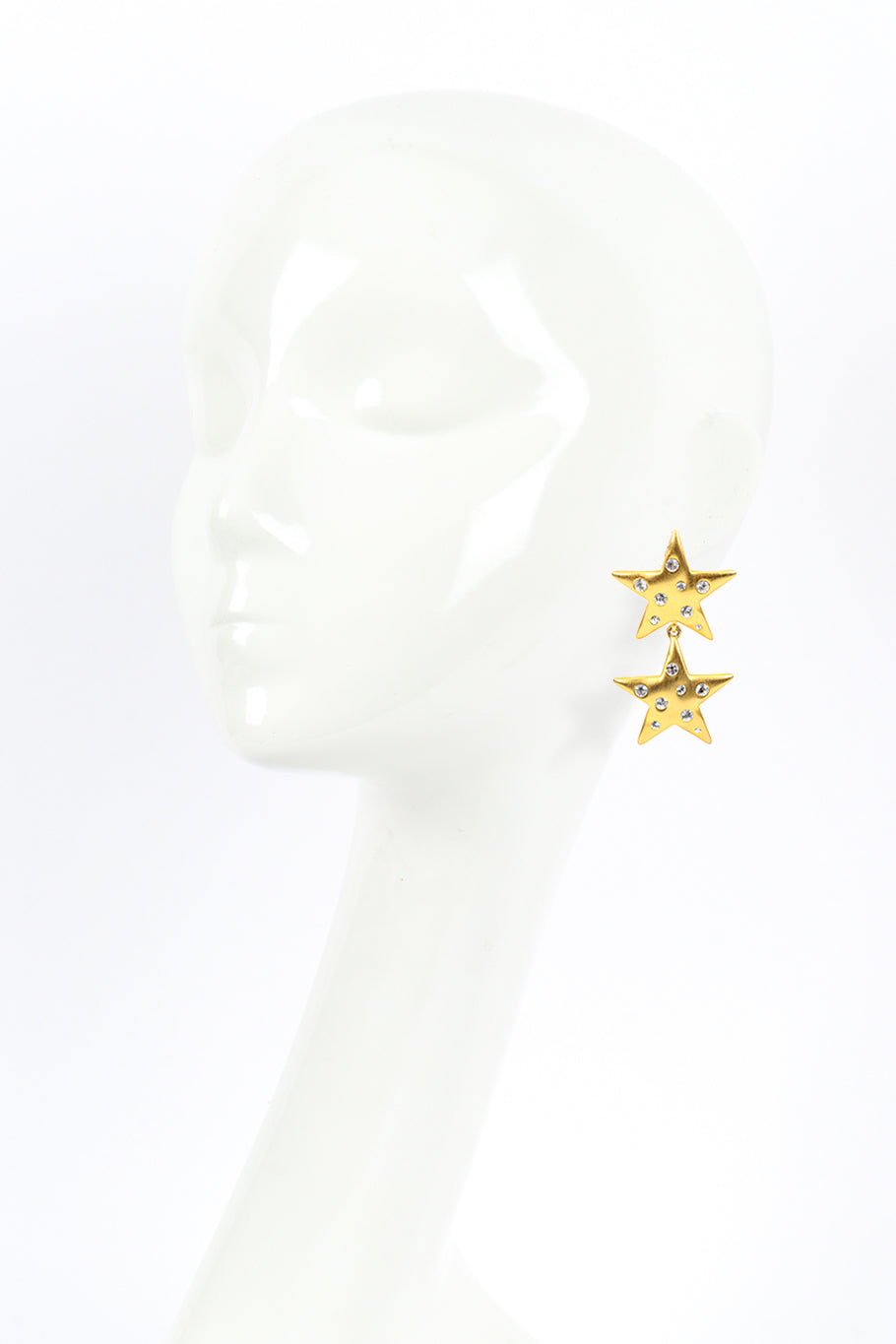 Vintage Kenneth Jay Lane Crystal Star Drop Earrings on mannequin @recess la