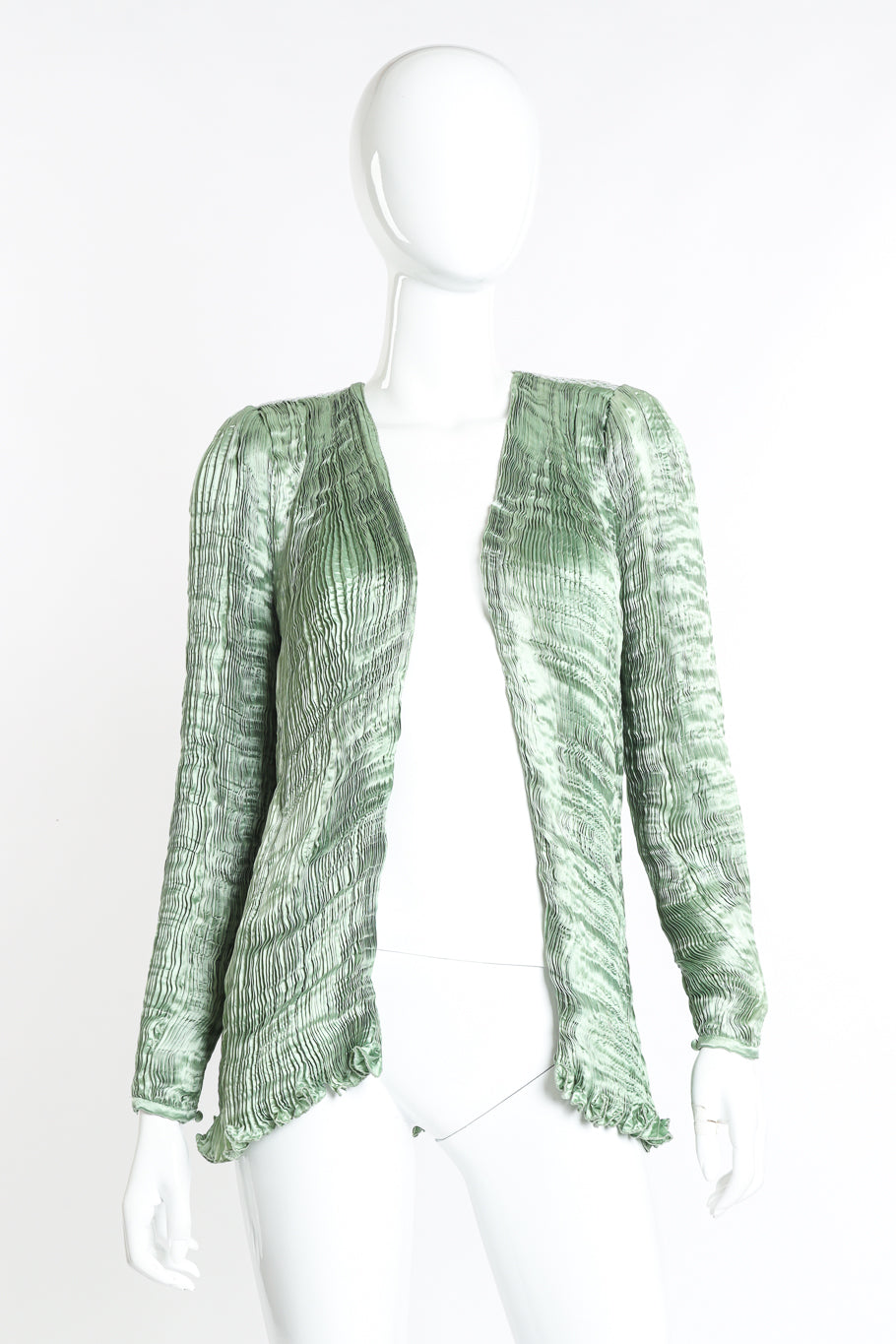 Vintage Patricia Lester Pleated Silk Jacket front on mannequin @recess la