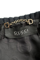 Gucci Knit Trim Leather Jacket signature label @recess la