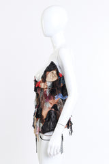 Lace & Leather Patchwork Underbust Corset by Guy Laroche on mannequin side @recess LA